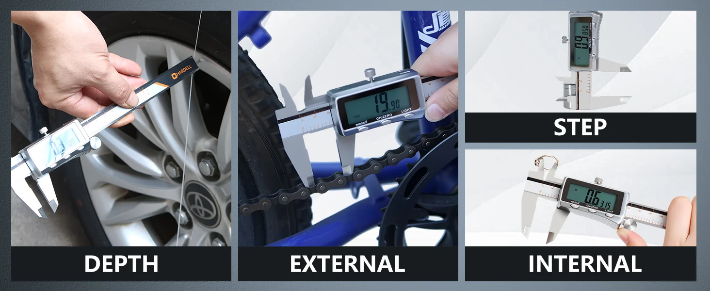 A professional digital vernier caliper showing the full tool.