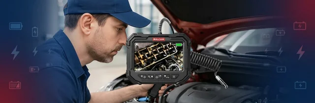 ARTICAM mechanic using inspection camera for car inspection outdoors