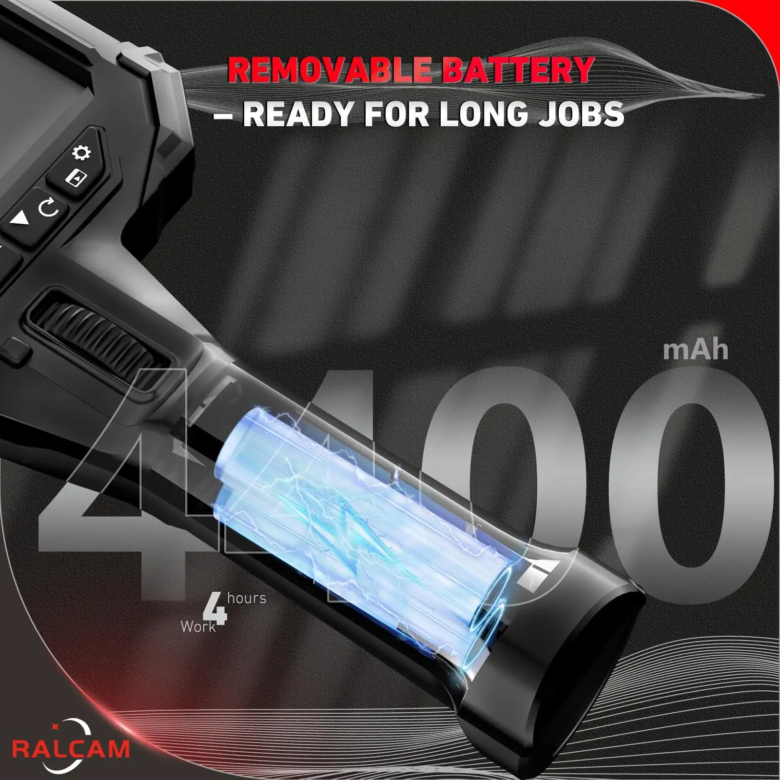 Versatile inspection camera suitable for sewers, chimneys, and engine bays.