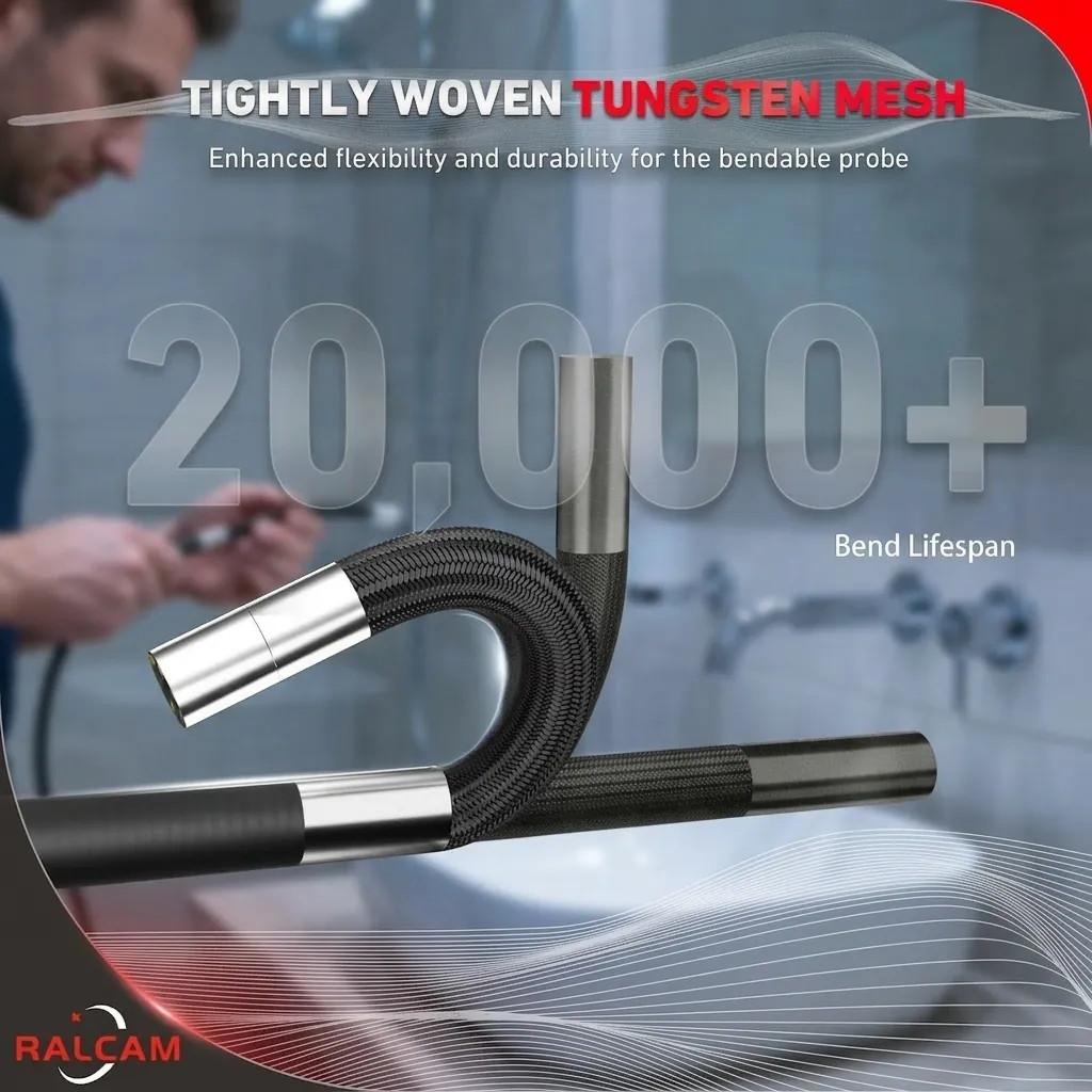 ARTICAM tungsten mesh probe being used in bathroom inspection