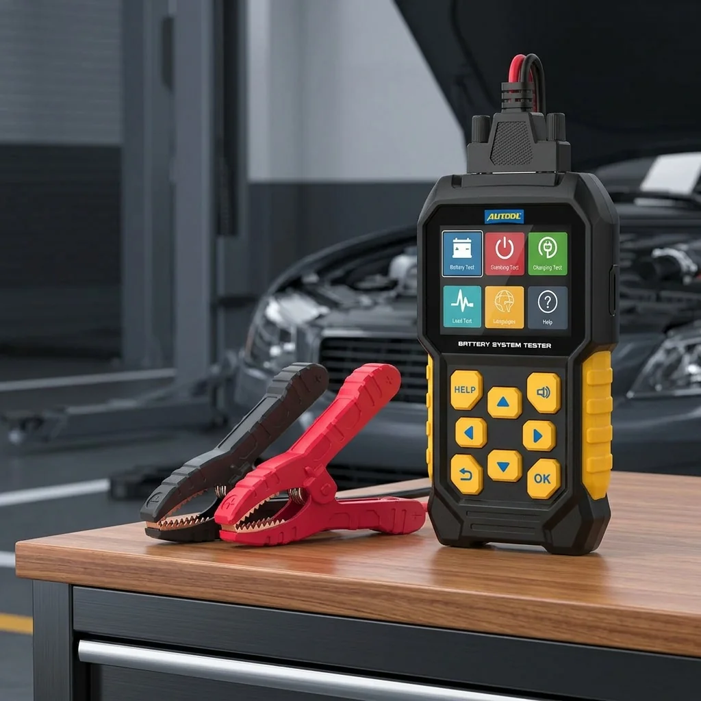 Close-up of smart battery diagnostic tool interface