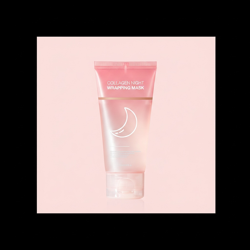 Applying CollagenMask Collagen Night Wrapping Mask in bright studio