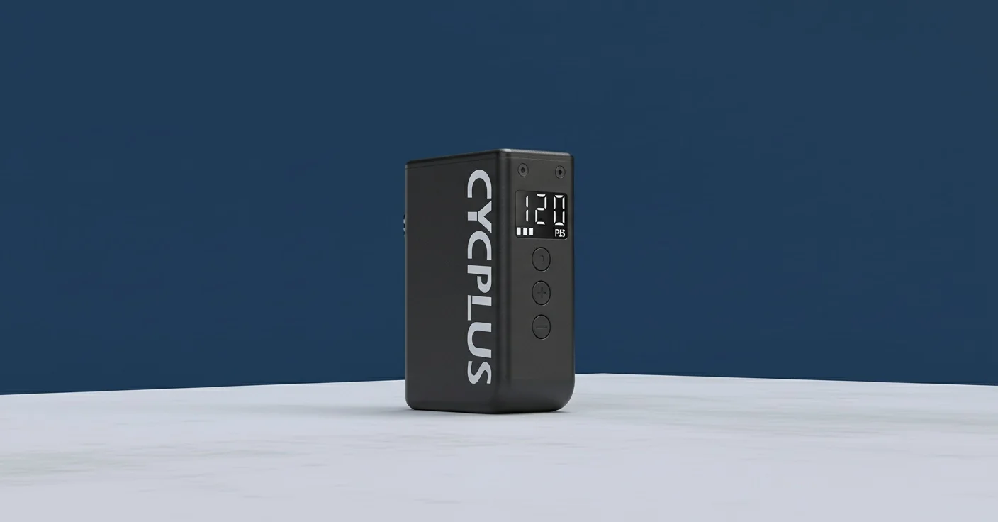 CYCPLUS digital inflator in a studio setting during midday