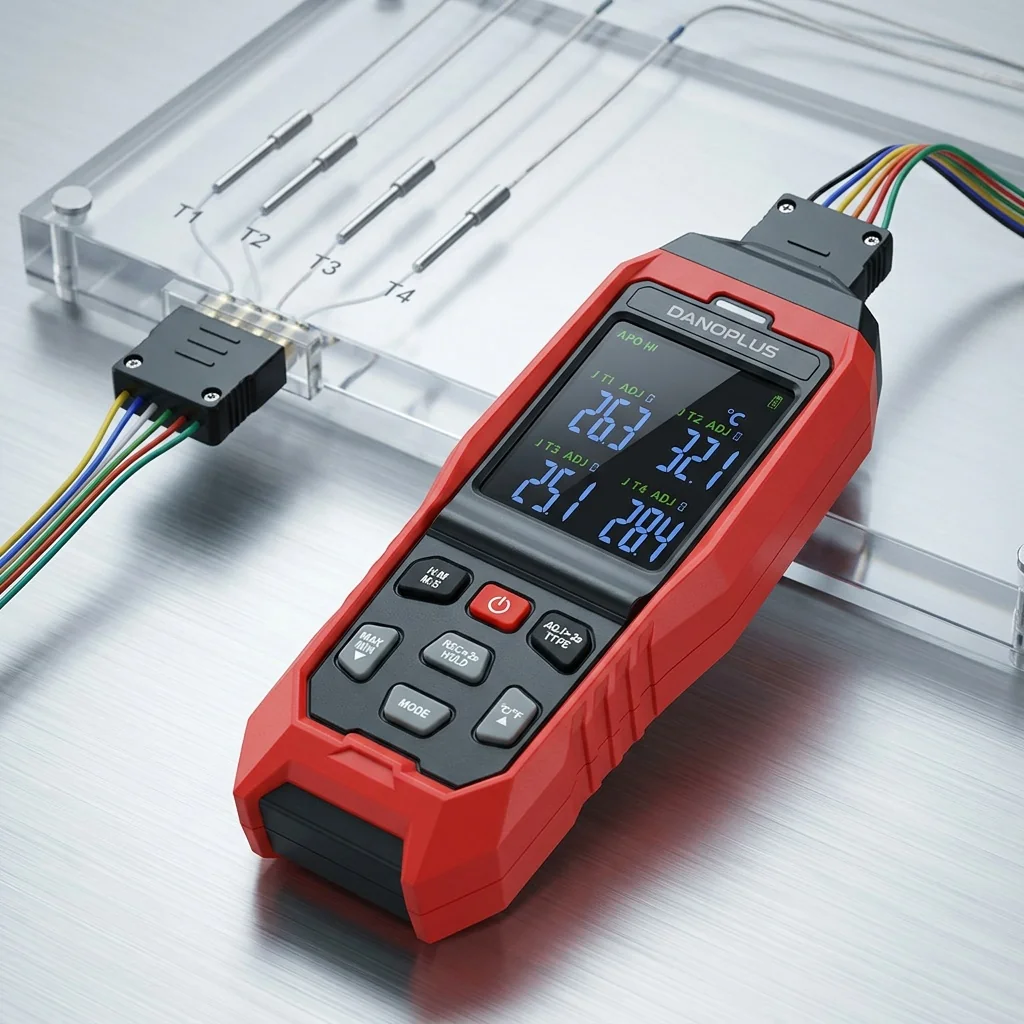 Danoplus 4 channel thermocouple thermometer detail