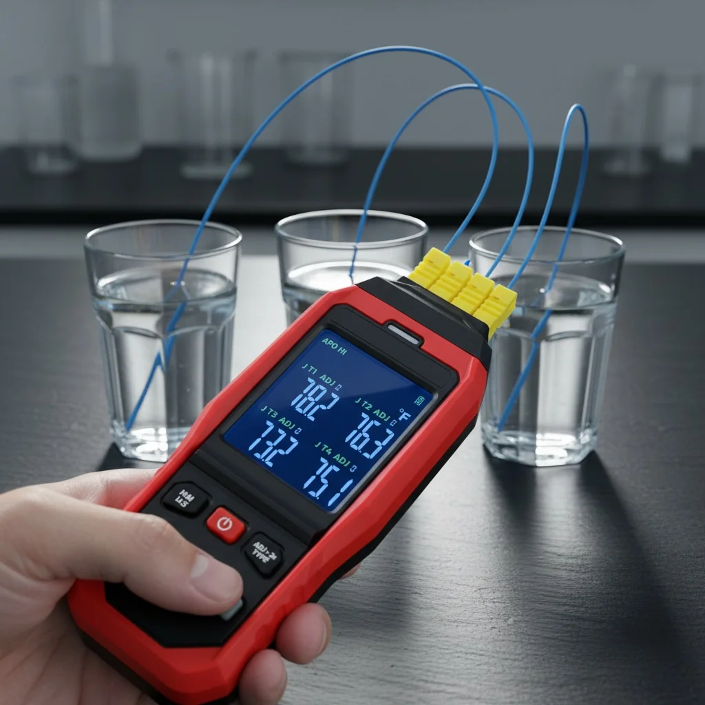 K-type thermocouple connections on data logger