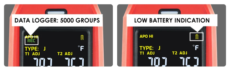 Calibrated temperature data logger display