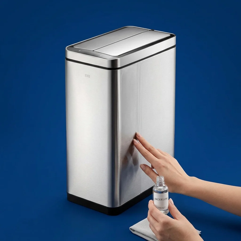 User interacting with a smart sensor bin