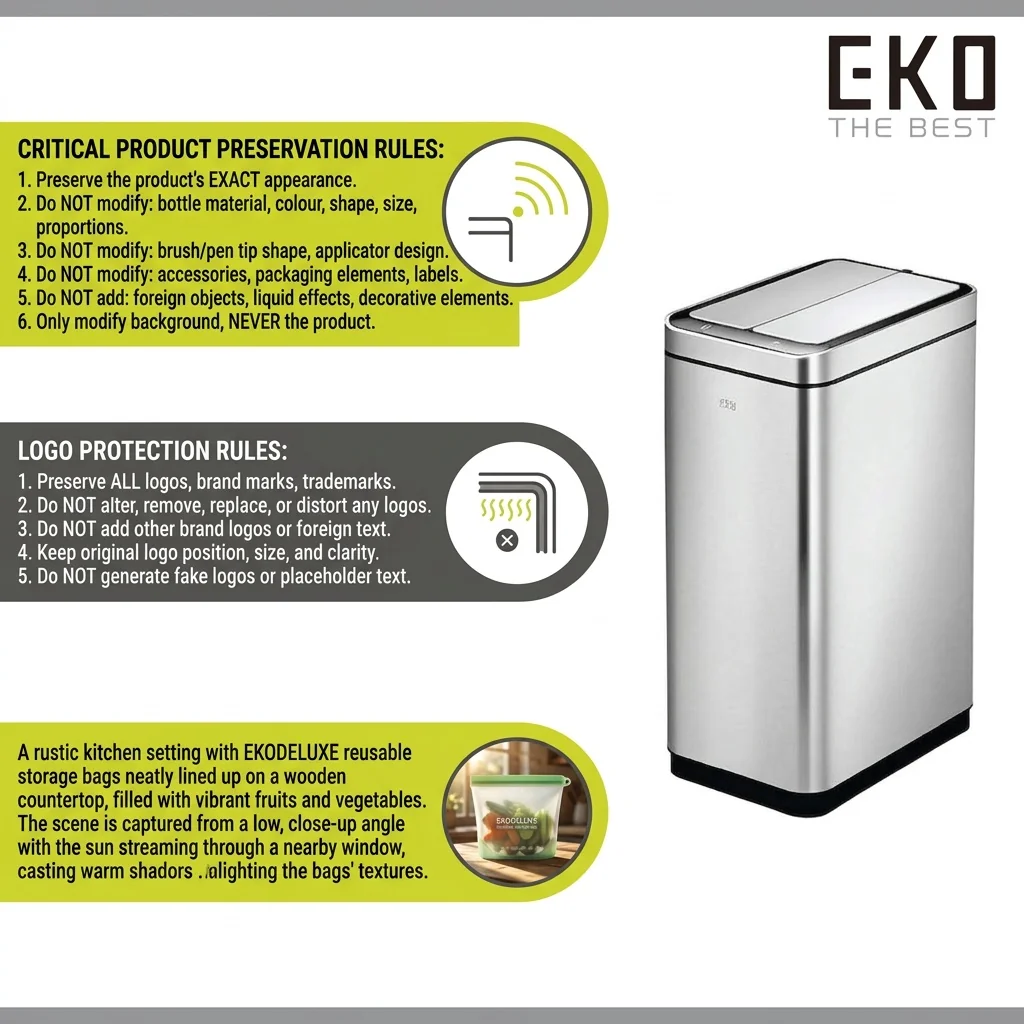 Convenient hands-free sensor bin usage in a home kitchen