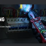 KAIWEETS clamp meter on electrical panel