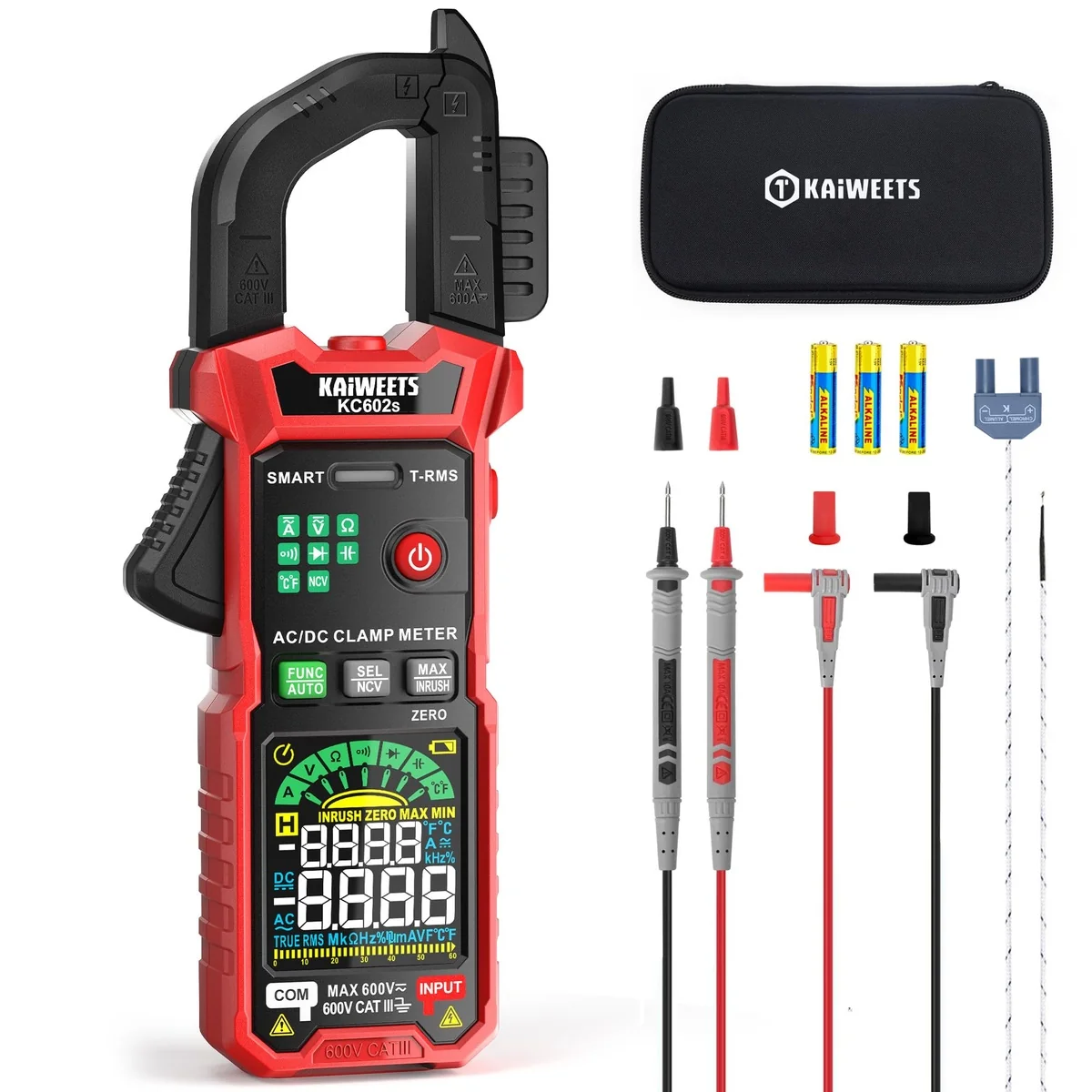 KAIWEETS digital clamp meter side angle studio photograph