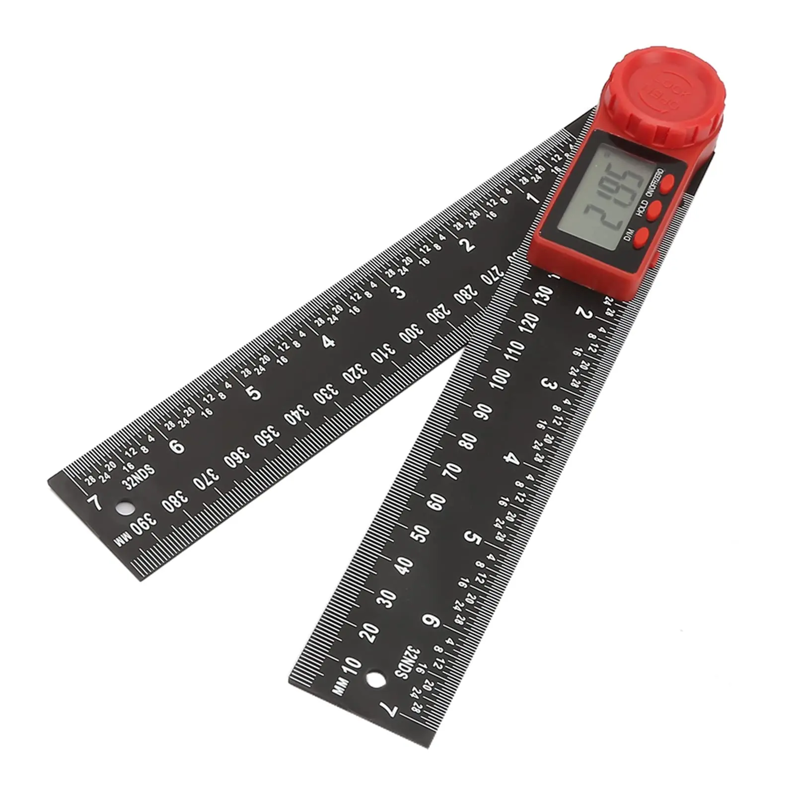 Durable LEXIVON measuring tool being used for outdoor landscaping projects.