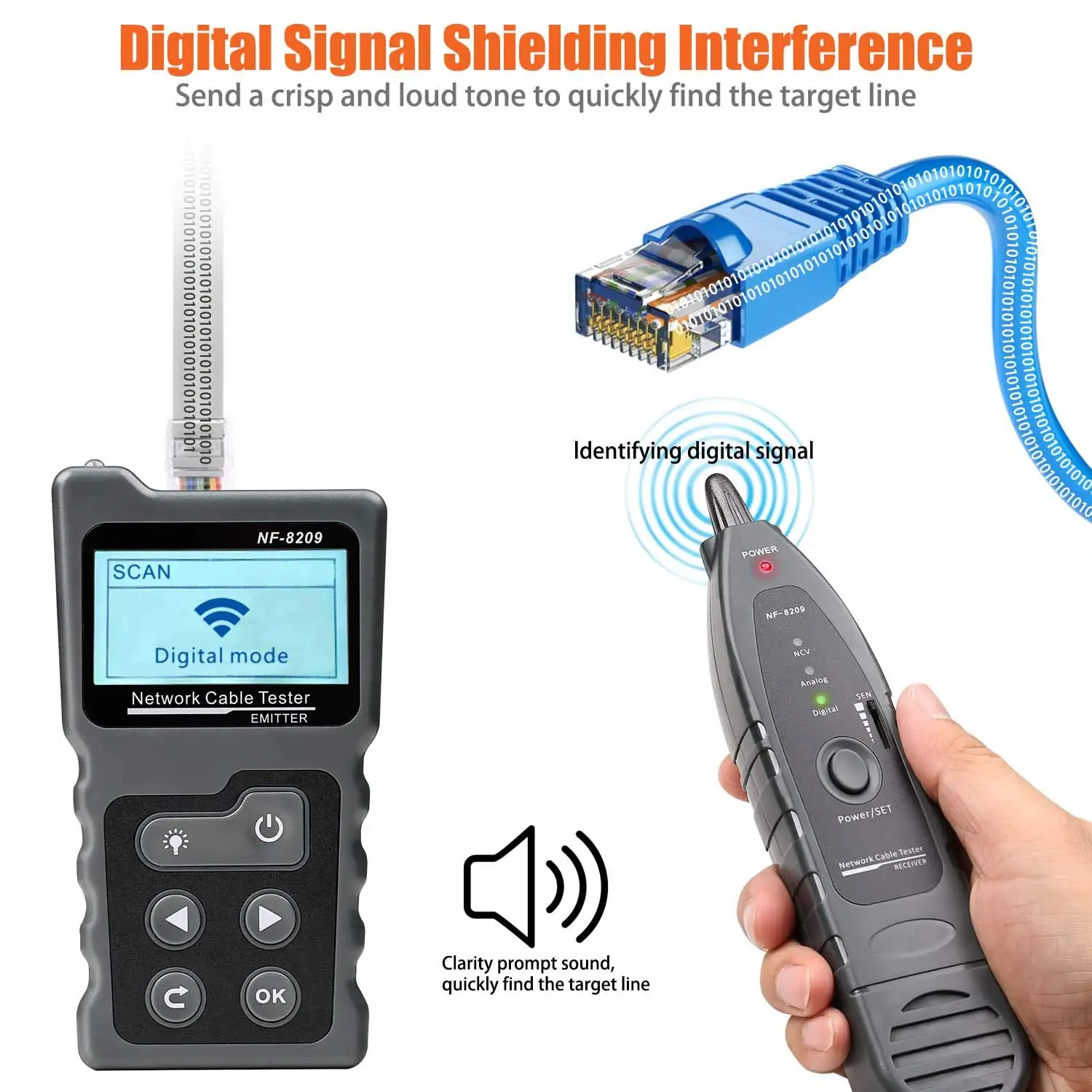 Wire tracking cable tester in use