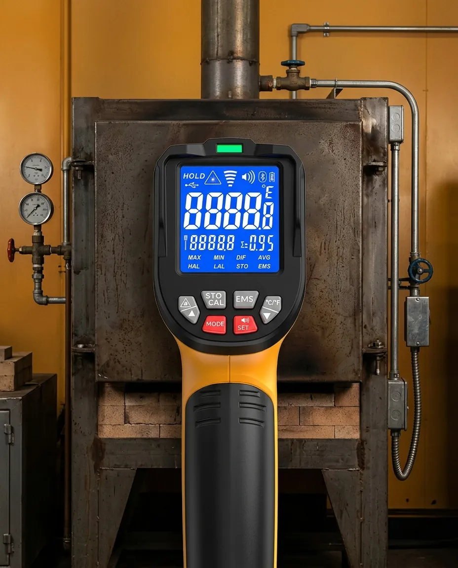 Measuring high temperatures accurately with a NOVATEMP infrared gun.
