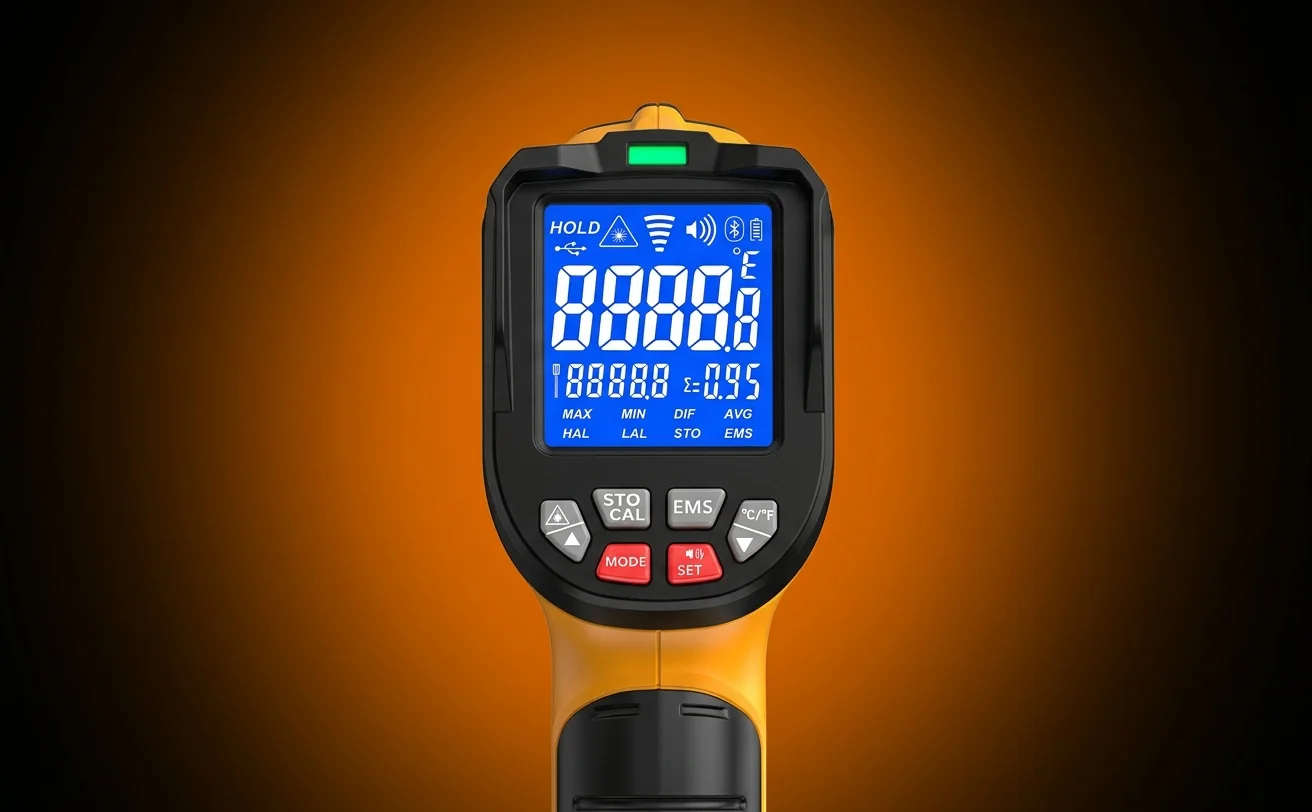Adjusting temperature settings on a professional heat gun for precision work.