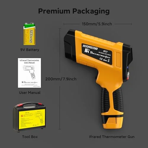 Detailed view of the NOVATEMP infrared thermometer controls for practical use.