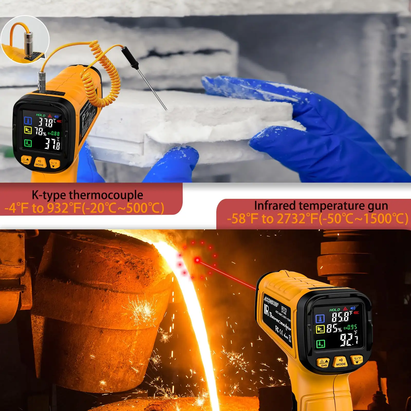 Summary view of a professional-grade infrared temperature gun