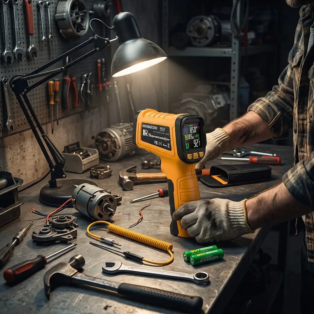 NOVATEMP infrared thermometer in use during evening workshop session