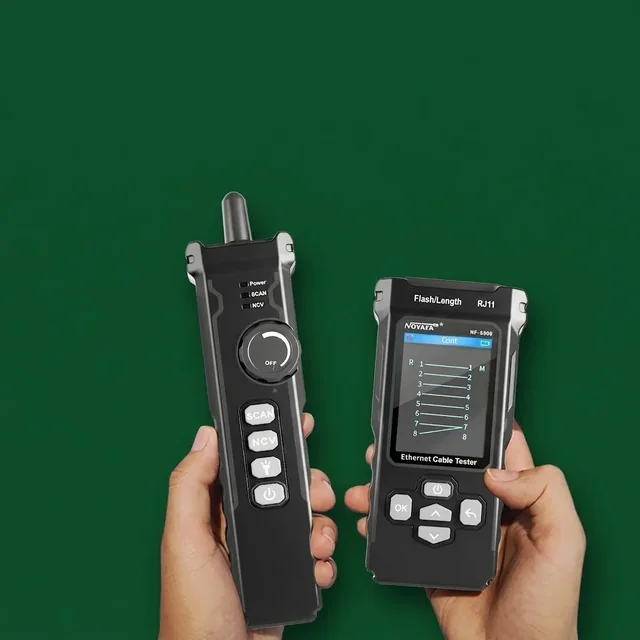 NOYAFA cable tester hands — studio shot