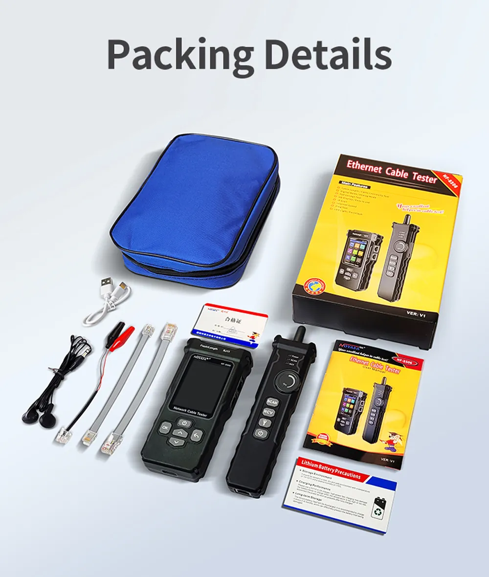 Detailed view of network cable tester ports and interface