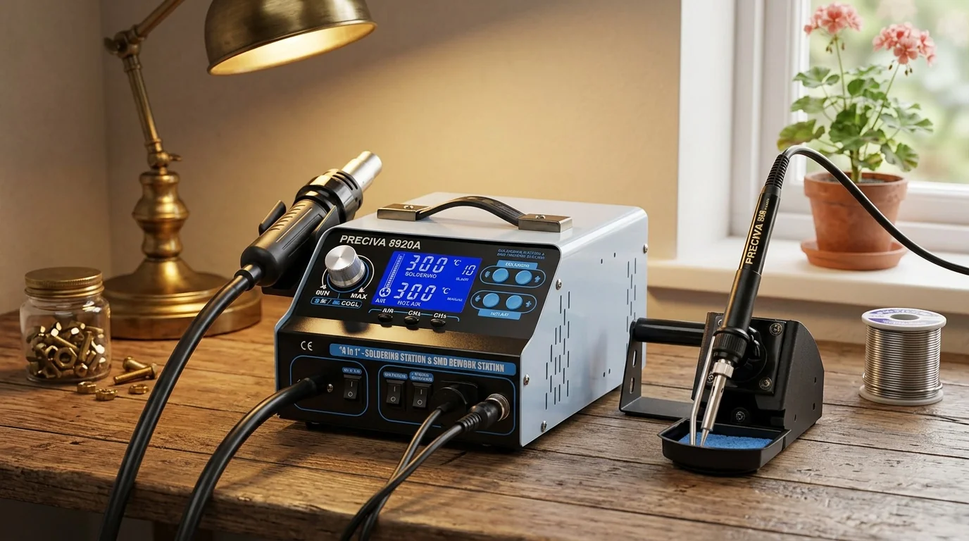 Premium vs budget soldering station comparison in a workshop setting