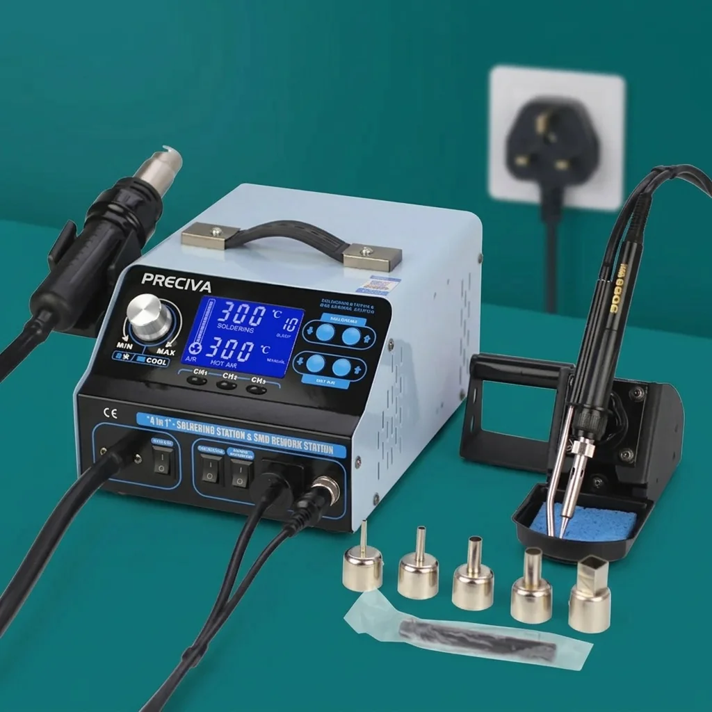 Essential components of a high-quality soldering kit including tips and solder