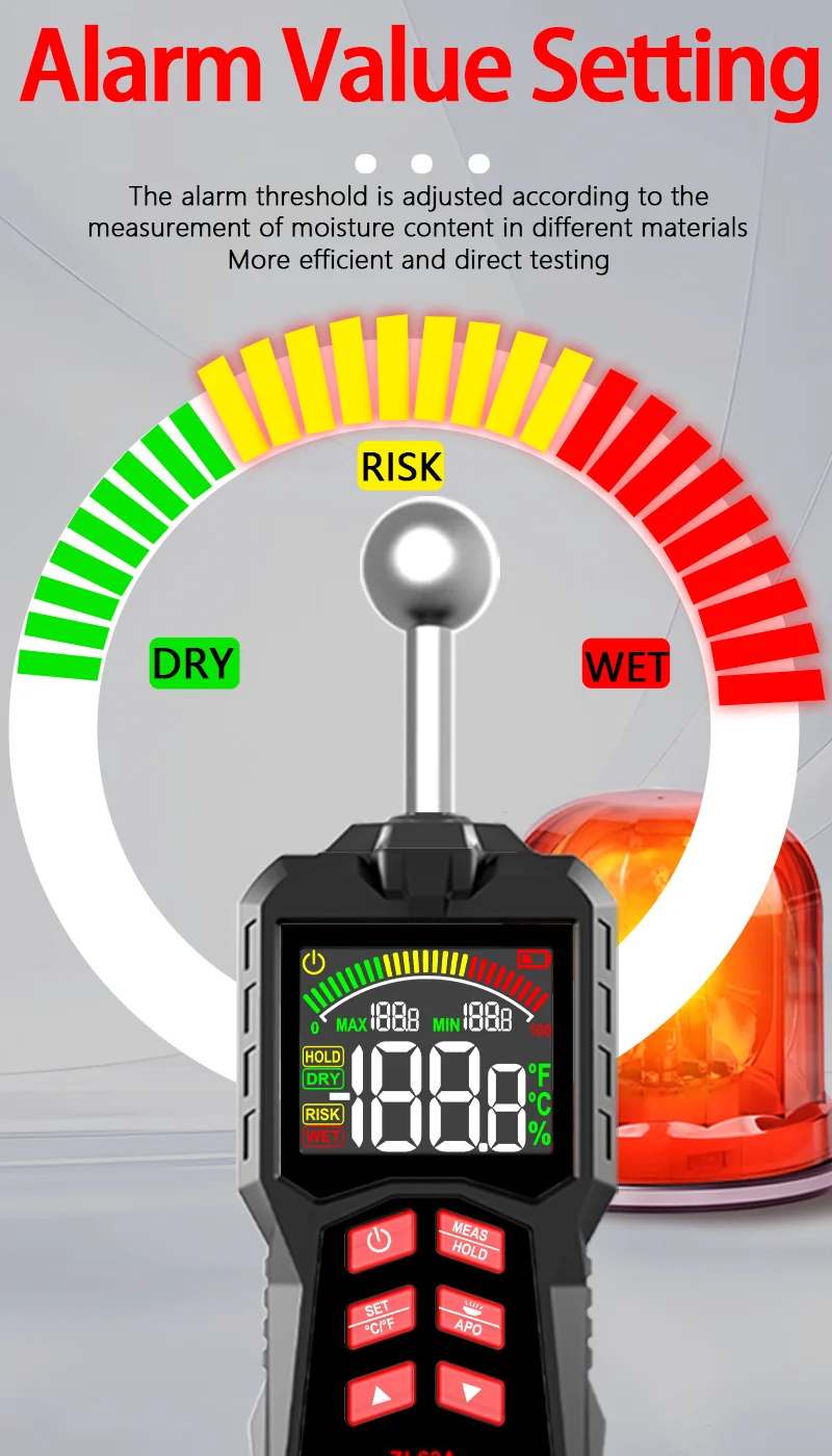 Pin-type damp meter detail