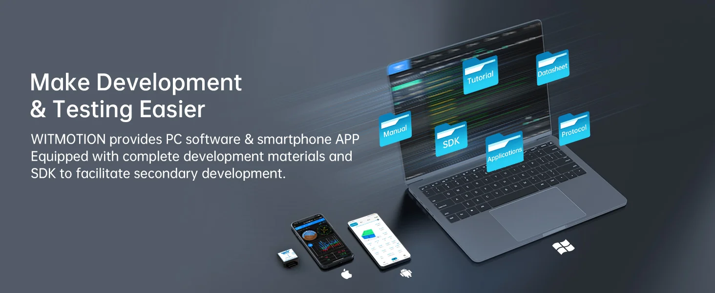 WitMotion sensor components including accelerometer, gyroscope, and magnetometer