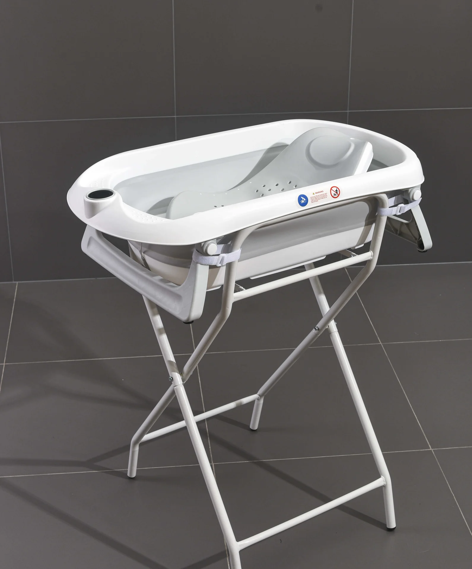 Complete bath time setup with accessories