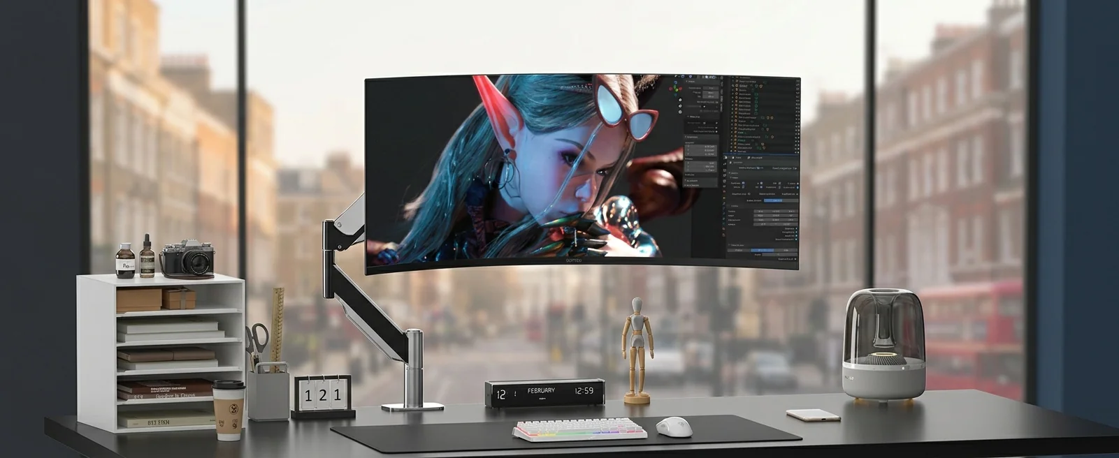 Productive dual monitor workspace layout for improved efficiency