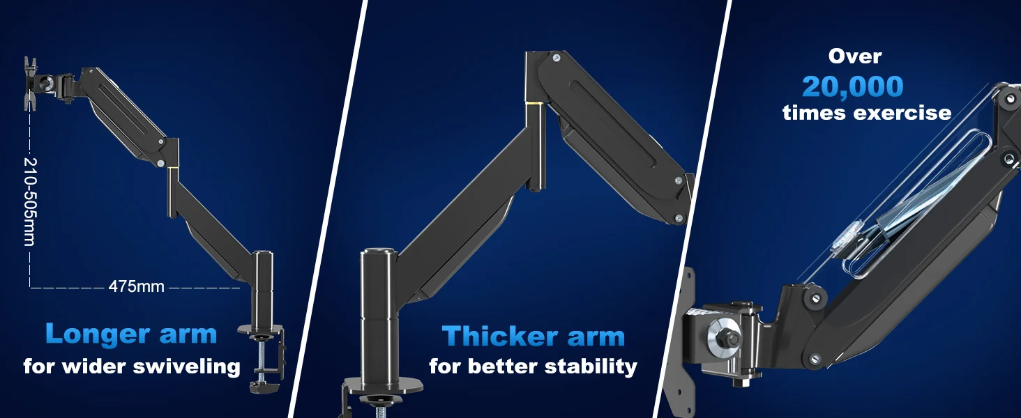 Sturdy construction of a SUPTEK wall-mounted monitor arm