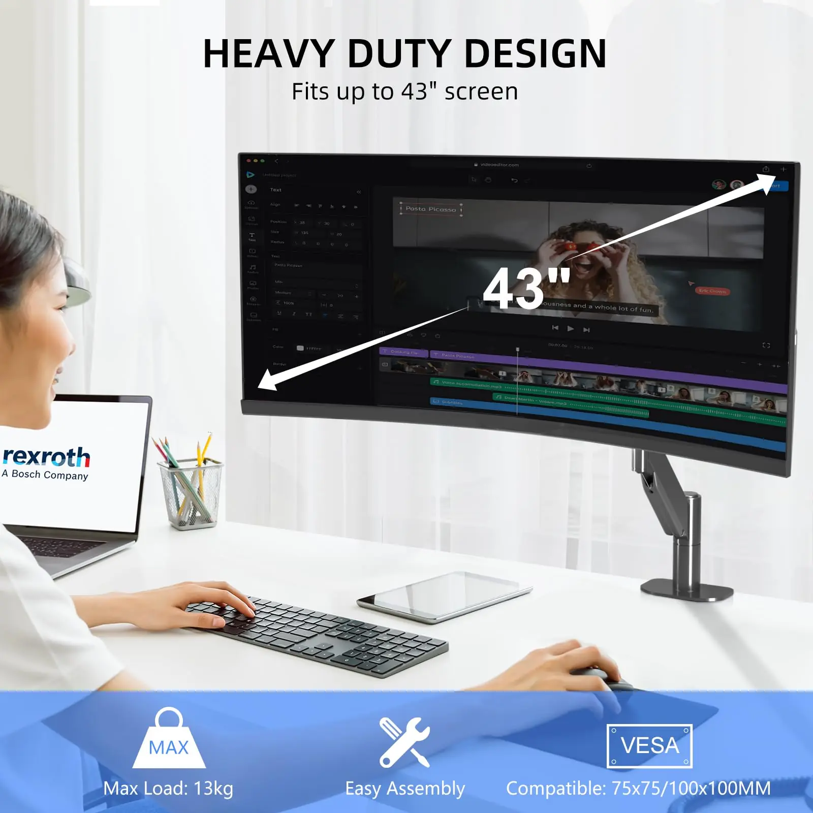 VESA mount compatibility view on a SUPTEK monitor arm