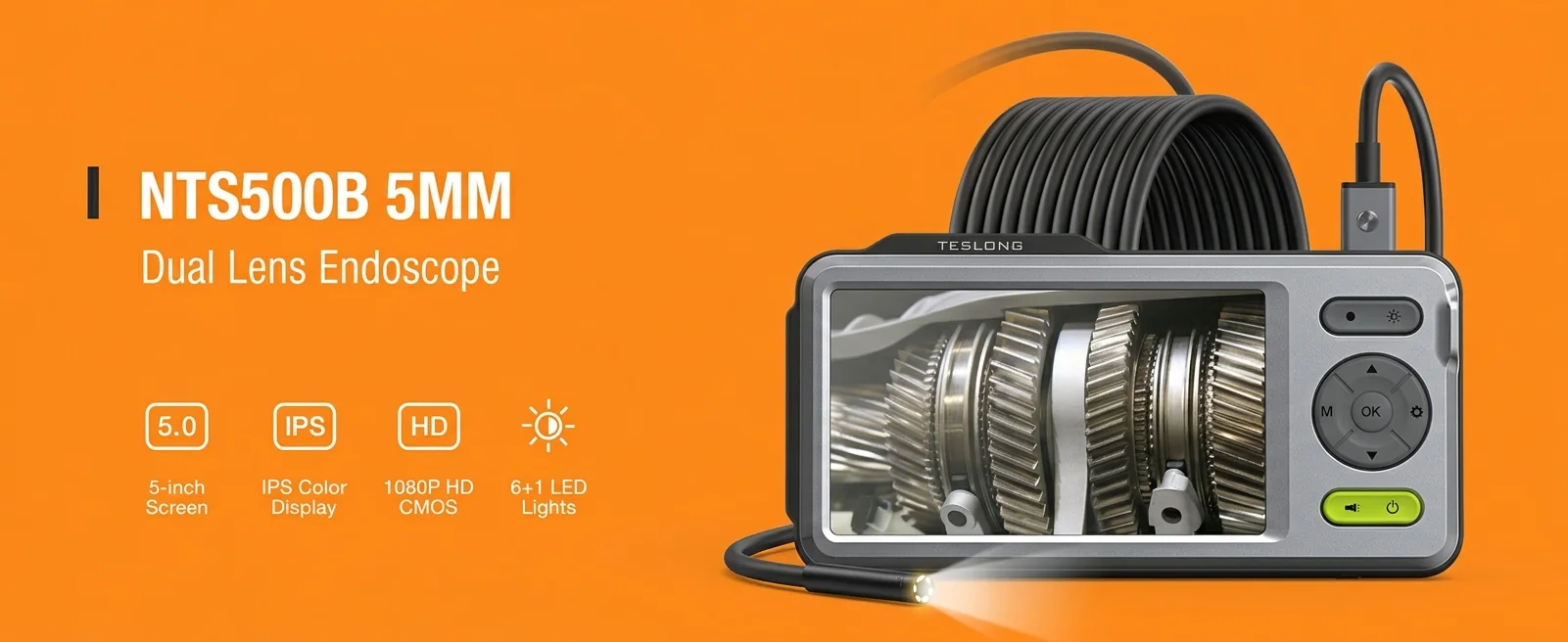 Step-by-step demonstration of a borescope wall inspection