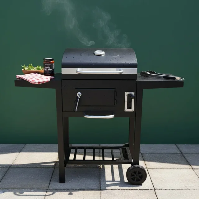 VONHAUSBBQ barbecue on patio — midday natural lifestyle scene