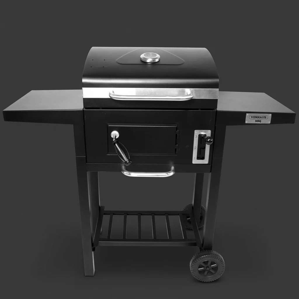 Charcoal BBQ integrated into garden table layout
