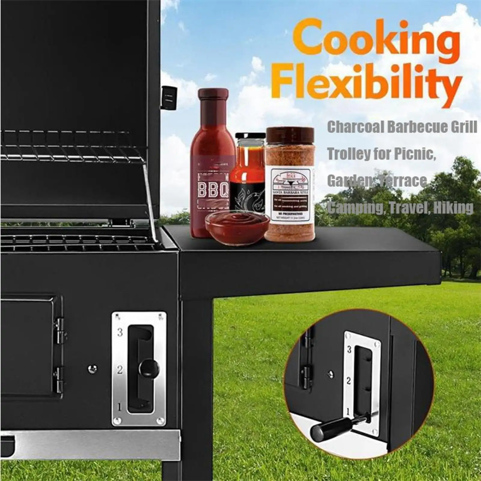 VonHausBBQ barbecue grill set up outdoors in bright sunlight