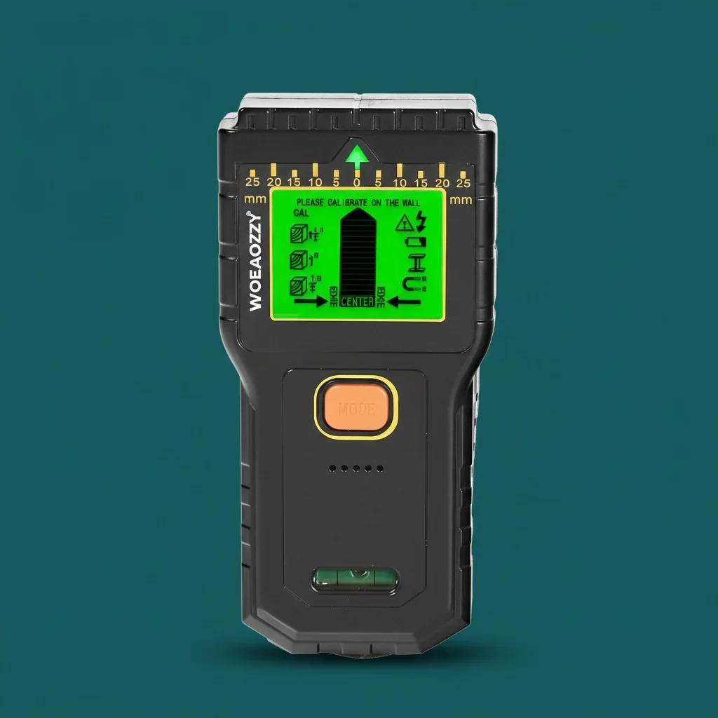 Step-by-step demonstration of how to operate a digital stud finder
