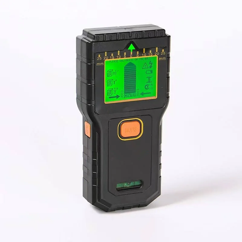 Close-up of an electric wire detector showing detection technology.