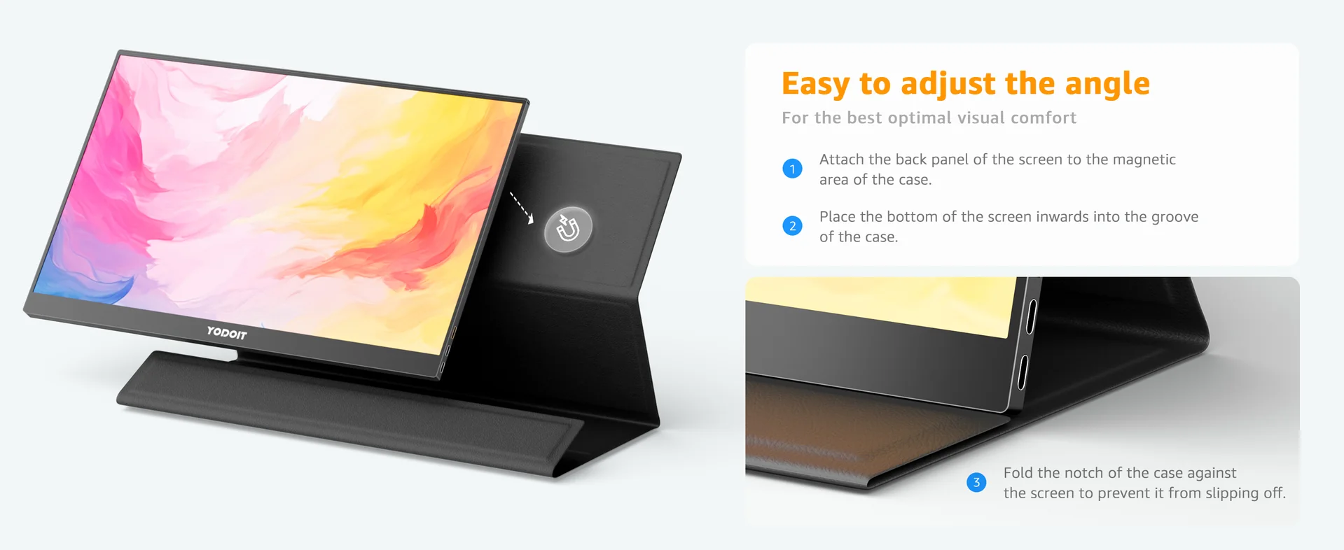 Portable monitor in professional workspace