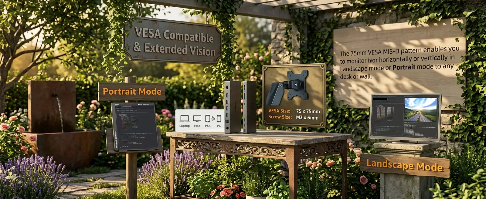 Customer photo of YODOIT monitor mount during golden hour