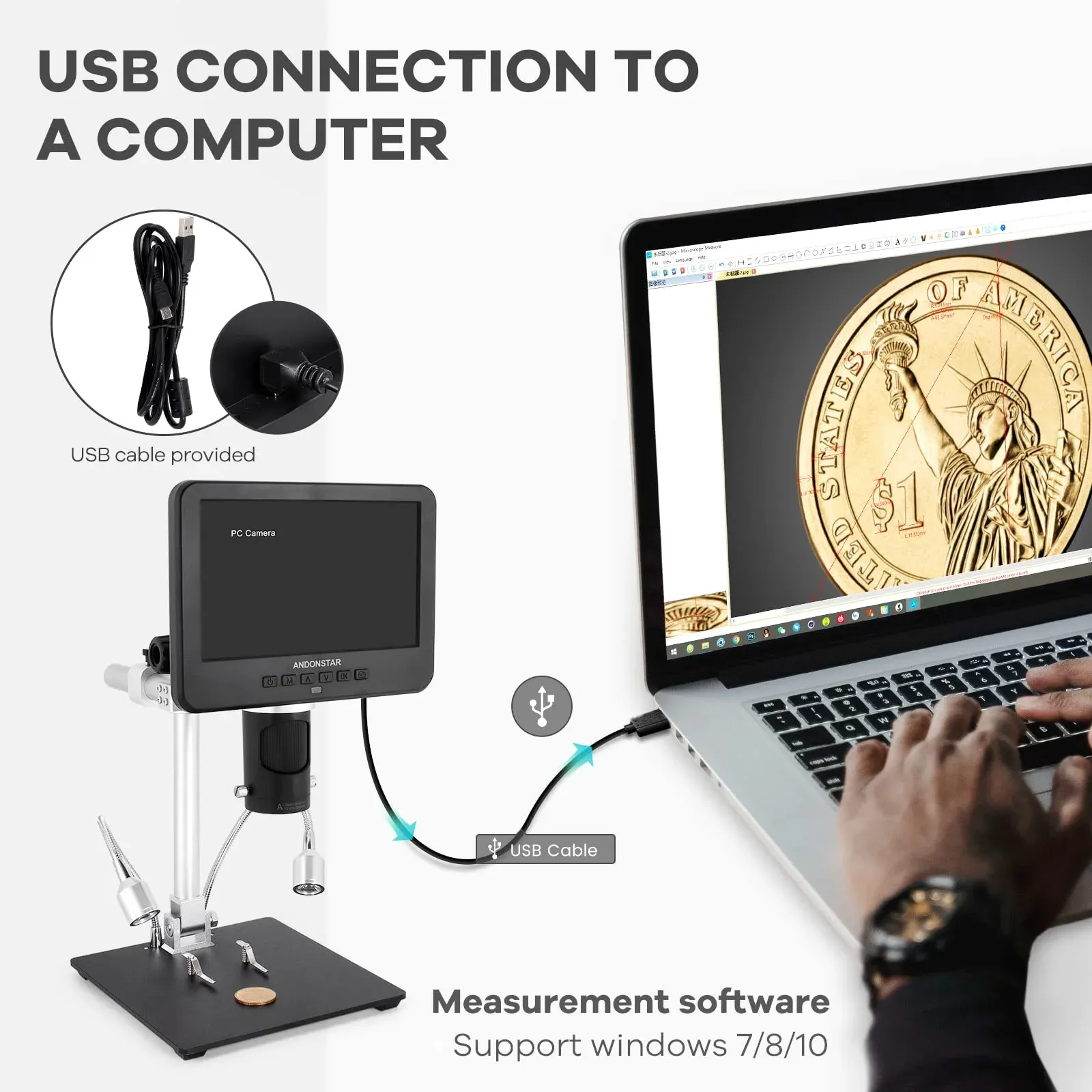Detailed magnification and technical specifications for the Bresser Researcher LCD