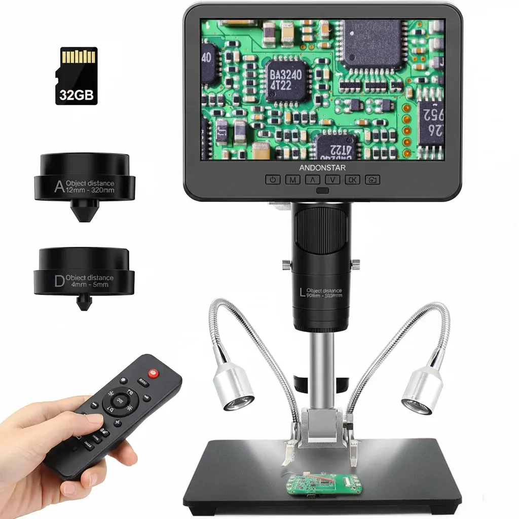 Close-up of a digital microscope industrial inspection camera in use