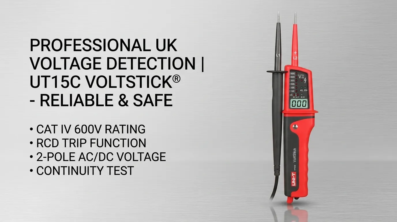 Electrician demonstrating the correct safe isolation and prove-test-prove procedure.