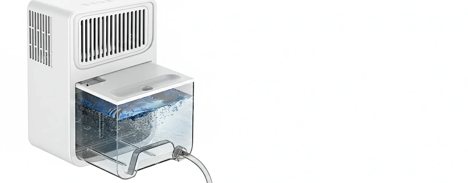 Close-up of dehumidifier controls and features