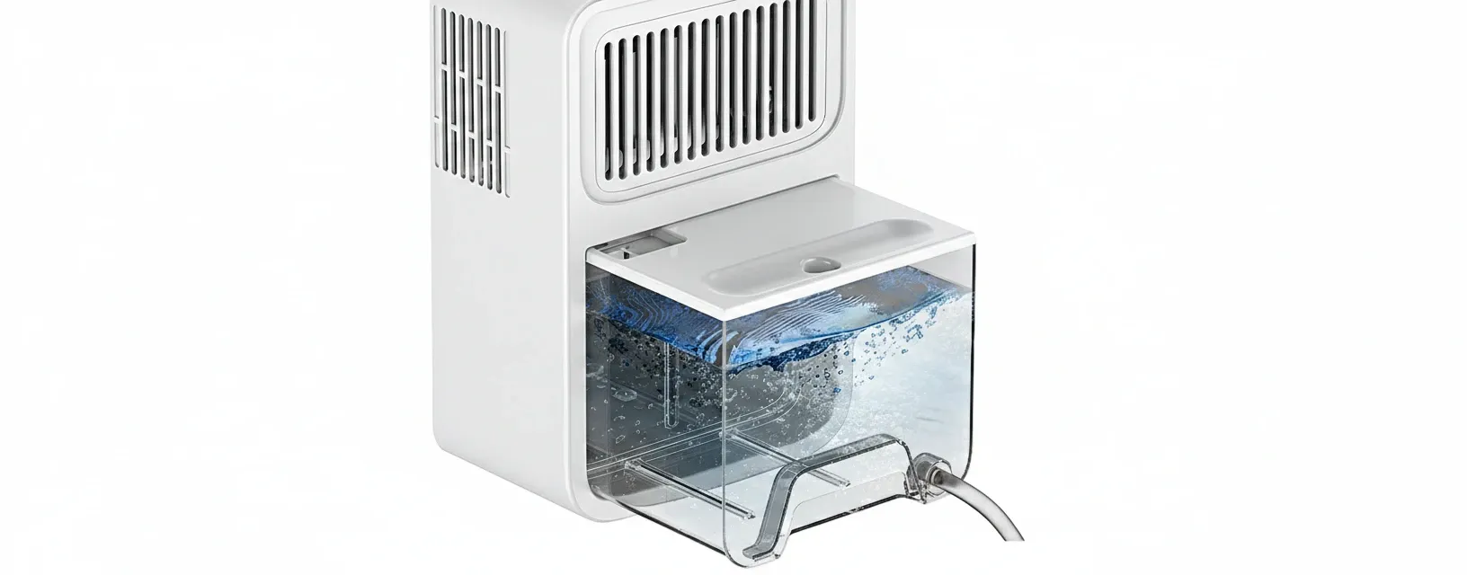 Quiet dehumidifier running in a living room