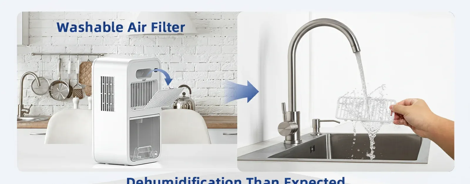 Lifestyle image showing a portable dehumidifier for rental use