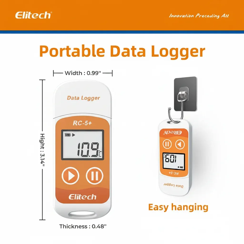 Technical specifications and features of the Elitech USB temperature data logger range
