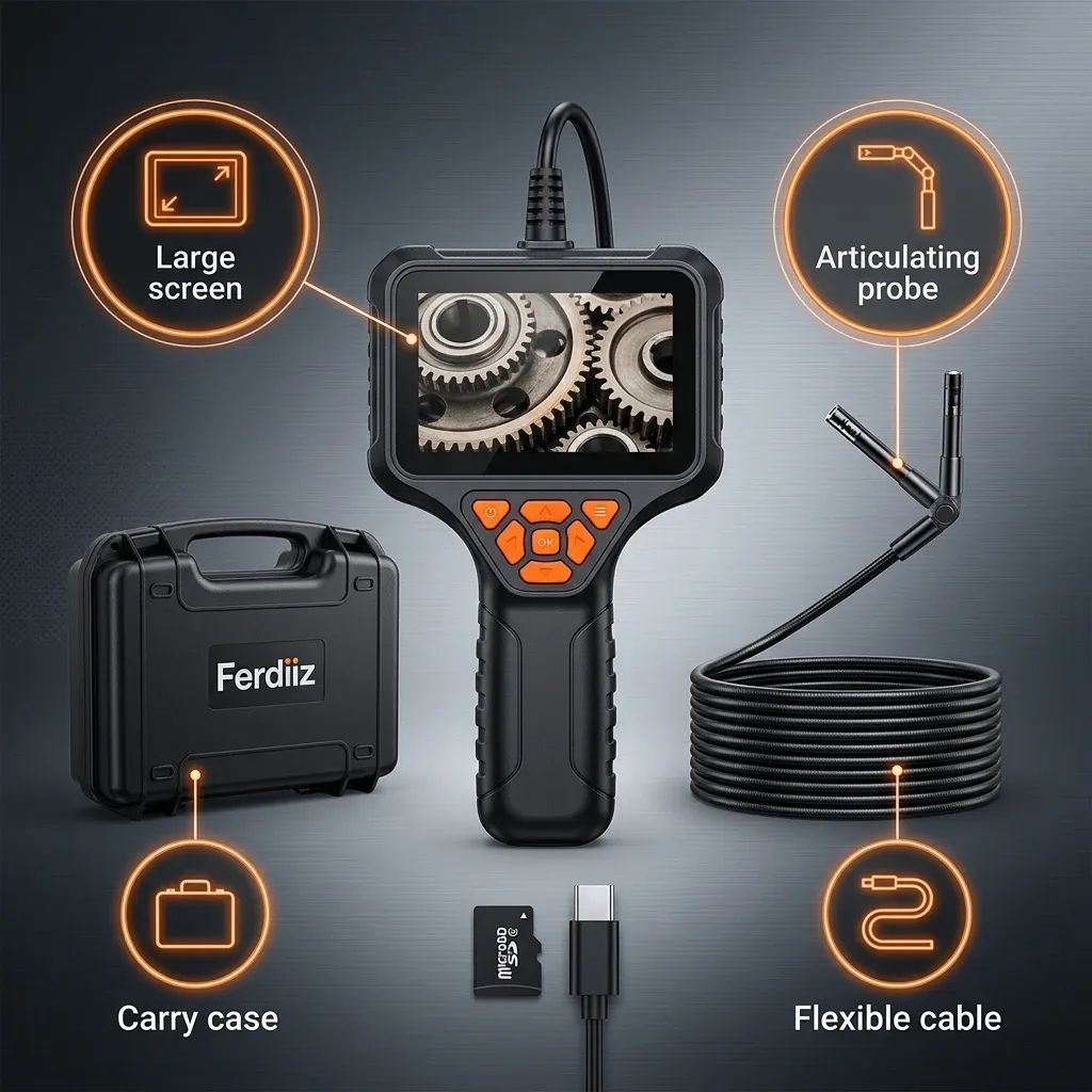 Endoscope camera connected to an iPhone for inspecting a tight UK household cavity