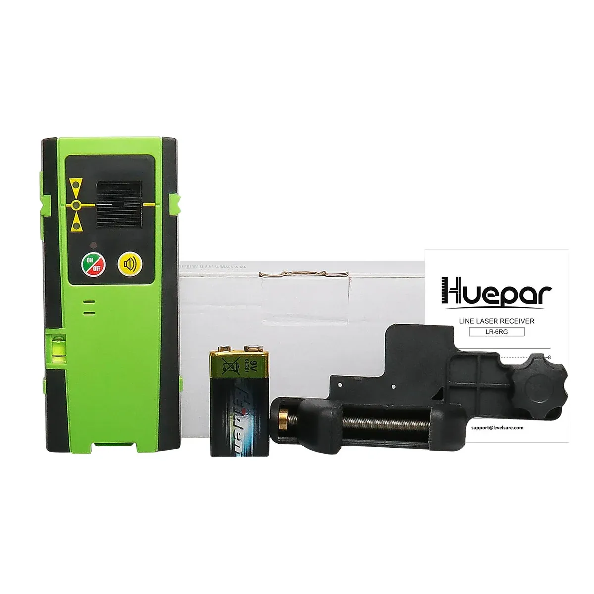 Professional tradesperson using a laser level on a UK job site.