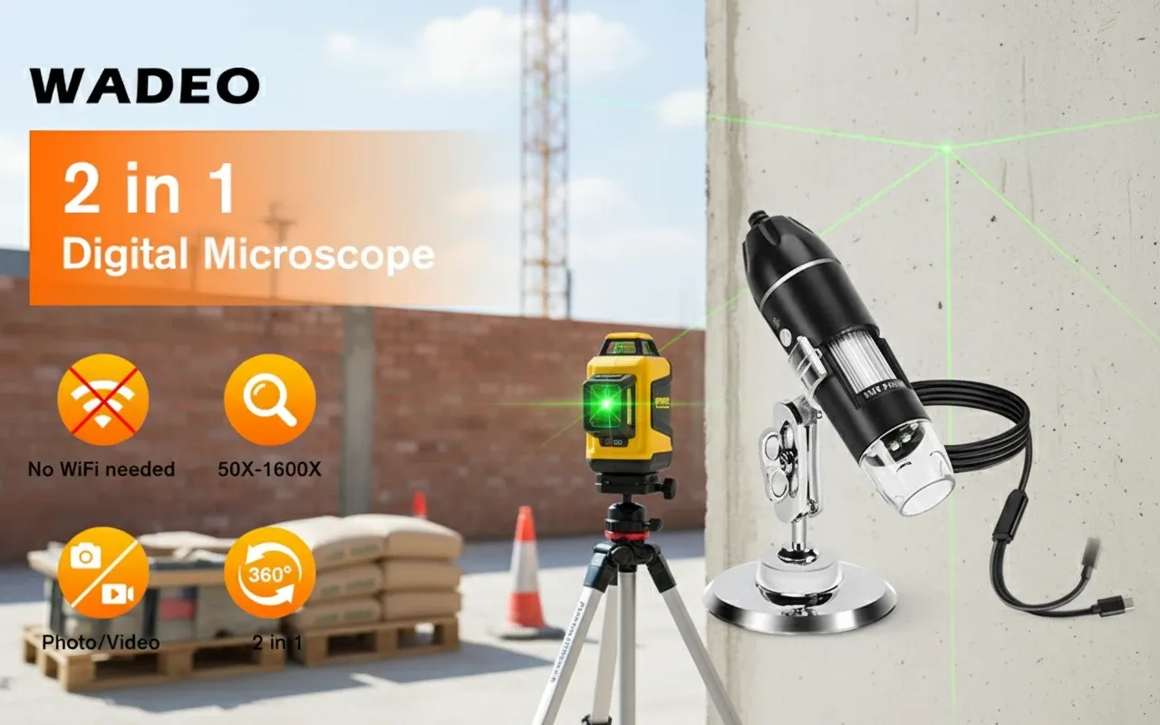 Digital microscope connected to a laptop demonstrating cross-platform software compatibility.