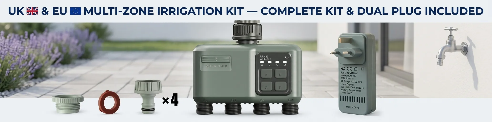 Smart irrigation features highlighted on a promotional banner